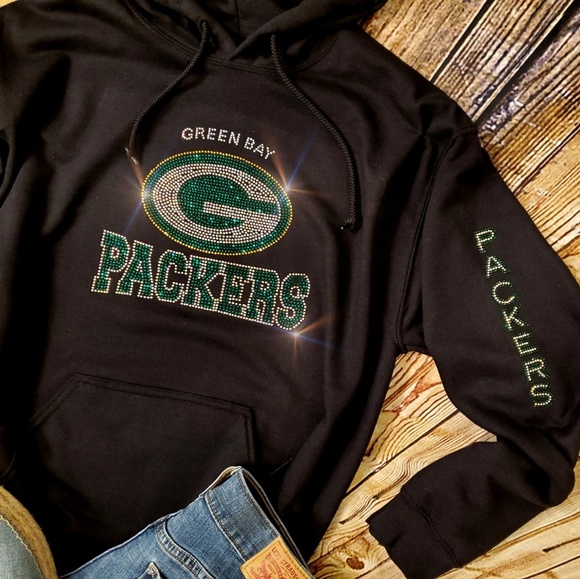 New Green Bay Packers Rhinestone Hoodie all sizes - Picture 3 of 5